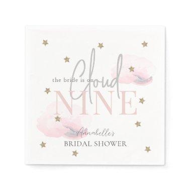 Cloud 9 Gold Stars Pink Watercolor Bridal Shower Napkins