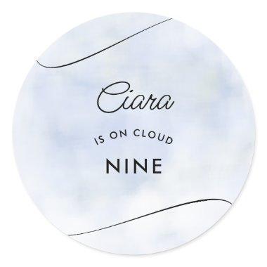 Cloud 9 Pastel Sky Clouds Modern Bridal Shower Classic Round Sticker