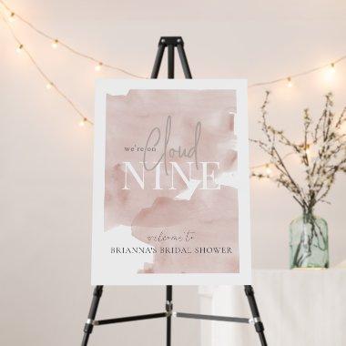 Cloud 9 Pink Sky Watercolor Bridal Shower Welcome Foam Board