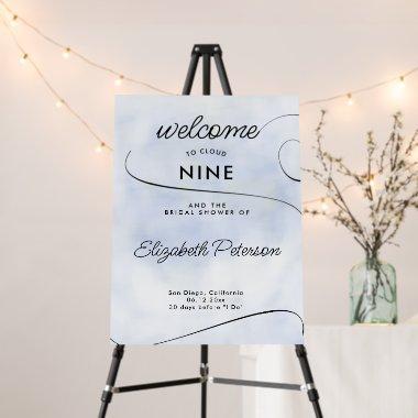 Cloud 9 Swirls Blue Elegant Bridal Shower Welcome Foam Board