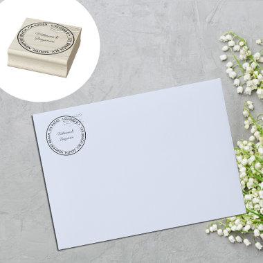 Cloud 9 Wedding Bridal Names Round Return Address Rubber Stamp