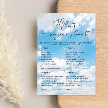 Cloud 9 What's On Your Phone Bridal Game Invitations