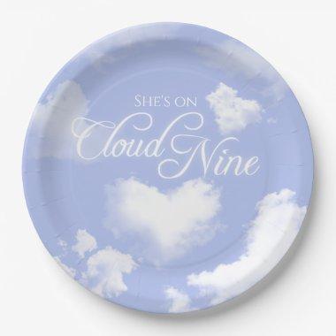 Cloud Nine Heart Clouds Blue Sky  Paper Plates