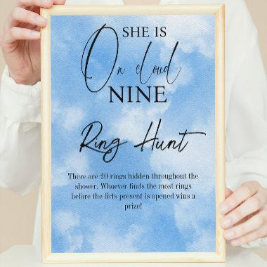 Cloud Nine Sky Blue Bridal Shower Ring Hunt Game Poster