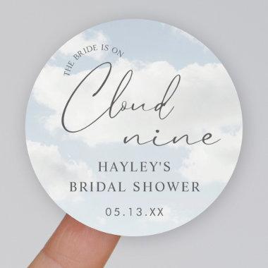 Cloud Theme She's On Cloud 9  Favors Classic Round Sticker
