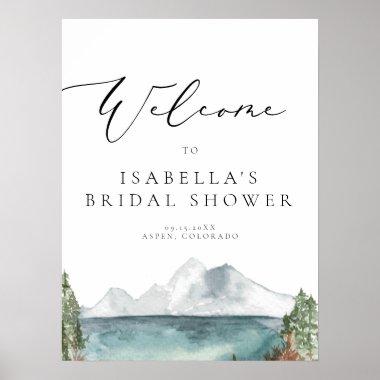 CLOVER Mountain Lake Pine Bridal Shower Welcome Poster