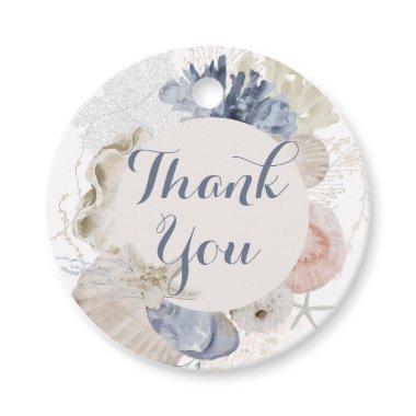Coastal Beach blue seashell  Favor Tags
