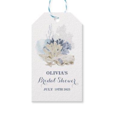 Coastal Beach blue seashell  Gift Tags