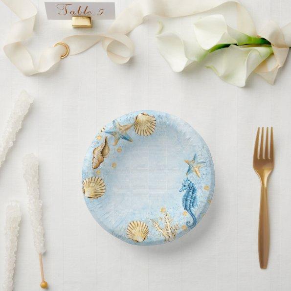 Coastal Chic | Blue and Gold Coral Reef Paper Bowls