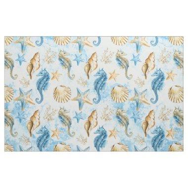 Coastal Chic | Modern Blue and Gold Under the Sea Fabric