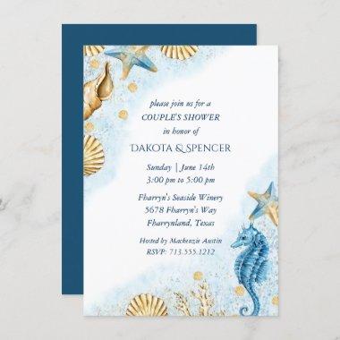 Coastal Chic | Modern Coral Reef Couple Shower Invitations