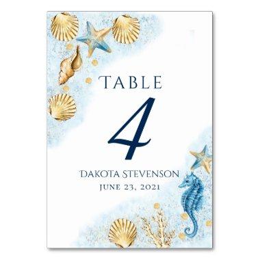 Coastal Chic | Modern Coral Reef Party Table Number