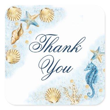 Coastal Chic | Modern Coral Reef Thank You Square Sticker