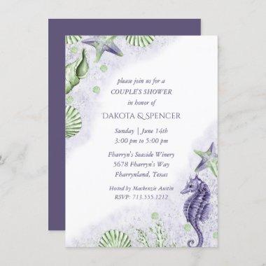 Coastal Chic | Purple and Green Couple Shower Invitations