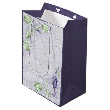 Coastal Chic | Purple and Lime Green Ocean Party Medium Gift Bag