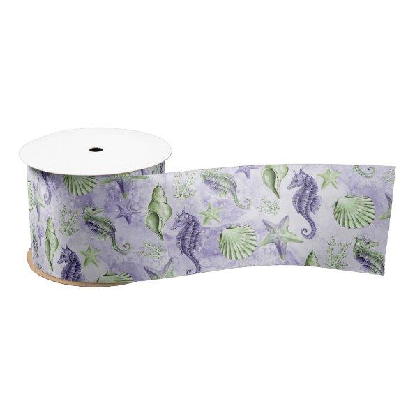 Coastal Chic | Purple and Lime Green Ocean Party Satin Ribbon