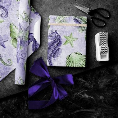 Coastal Chic | Purple and Lime Green Party Wrapping Paper