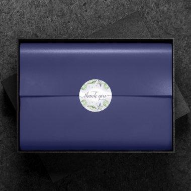 Coastal Chic | Purple and Lime Green Thank You Classic Round Sticker