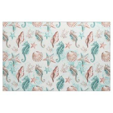 Coastal Chic | Teal Green and Coral Reef Fabric