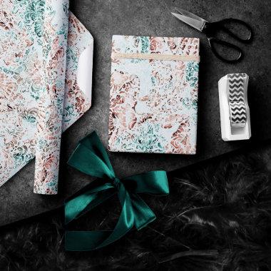 Coastal Chic | Teal Green and Coral Reef Grunge Wrapping Paper