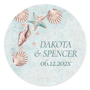 Coastal Chic | Teal Green and Coral Reef Party Classic Round Sticker