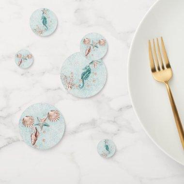 Coastal Chic | Teal Green and Coral Reef Party Confetti