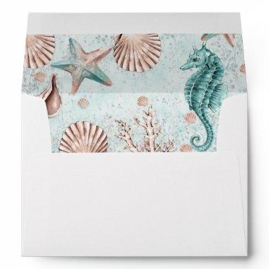 Coastal Chic | Teal Green and Coral Reef Party Envelope