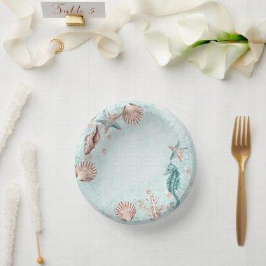 Coastal Chic | Teal Green and Coral Reef Party Paper Bowls