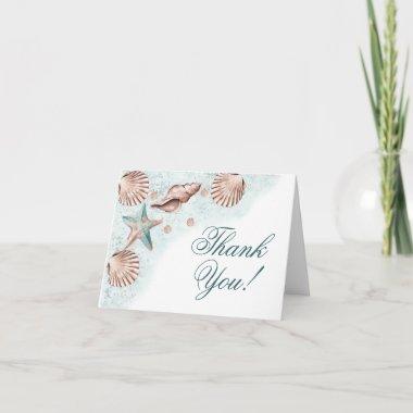 Coastal Chic | Teal Green and Coral Reef Party Thank You Invitations