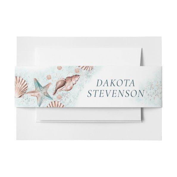 Coastal Chic | Teal Green Coral Reef Party Invitations Belly Band