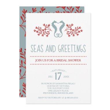 Coastal Christmas Bridal Shower Invitations