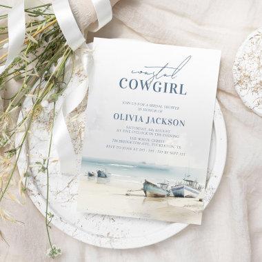 Coastal Cowgirl Modern Watercolor Bridal Shower Invitations
