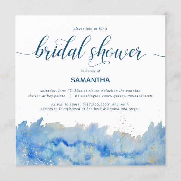Coastal Elegance Watercolor Bridal Shower Invitations