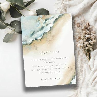 Coastal Sea Wave Sand Beach Nautical Bridal Shower Thank You Invitations