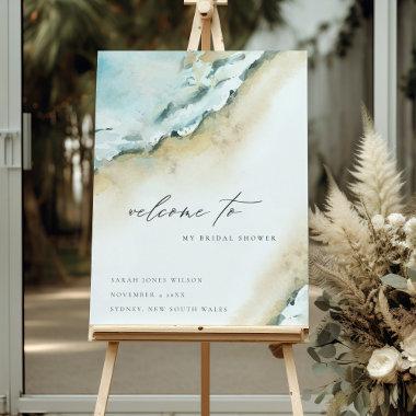 Coastal Sea Waves Sand Beach Bridal Shower Welcome Foam Board