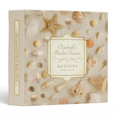 Coastal Seashell Starfish Bridal Shower Recipe 3 Ring Binder