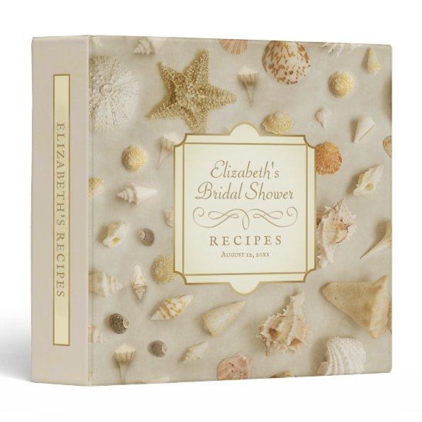 Coastal Seashell Starfish  Recipe 3 Ring Binder