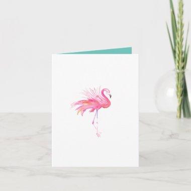 Coastal Watercolor Pink Flamingo Invitations