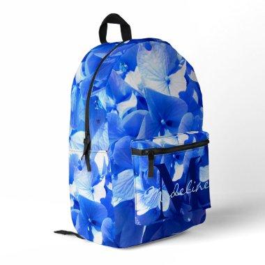 Cobalt blue floral elegant blue calligraphy printed backpack