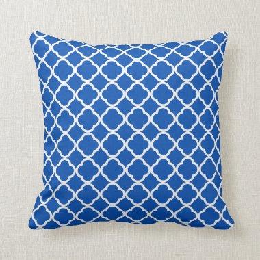 Cobalt Blue Quatrefoil Throw Pillow