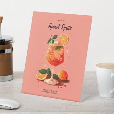 Cocktail Aperol Spritz Engagement Party Pedestal Sign