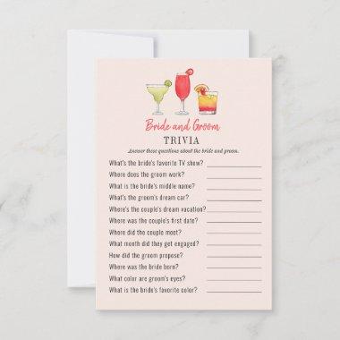 Cocktail Bride and Groom shower Trivia games Invitations