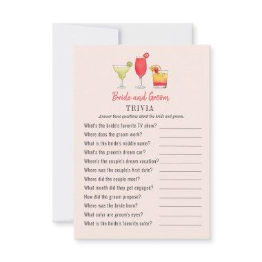 Cocktail Bride and Groom shower Trivia games Invitations