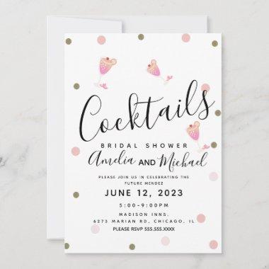 Cocktail Confetti Pink Bridal Shower Invitations