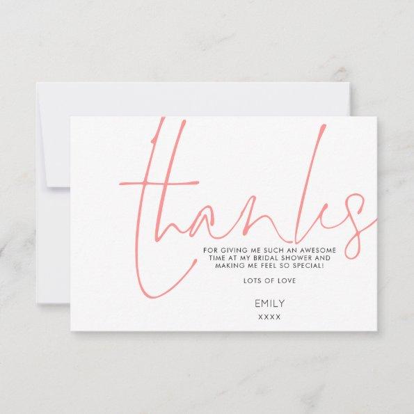 Cocktail Coral Stylish Script Bridal Shower Thank You Invitations