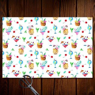 Cocktail Drinks Summer Party Watercolor Pattern Tissue Paper