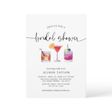 Cocktail Party Bridal Shower Calligraphy Invitations