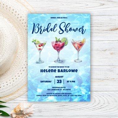 Cocktail Pool Party Bridal Shower Invitations