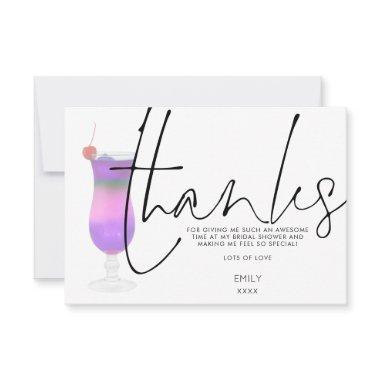 Cocktail Purple Stylish Script Bridal Shower Thank You Invitations