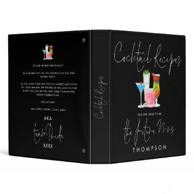 Cocktail Recipes Bride To Be The Future Mrs Black 3 Ring Binder